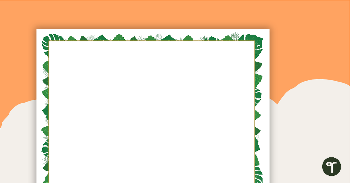 Lush Leaves White - Landscape Page Borders teaching resource