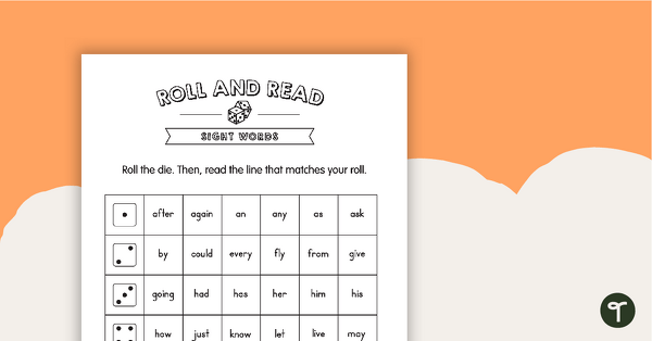 Roll and Read – Sight Words – Grade 1 teaching resource