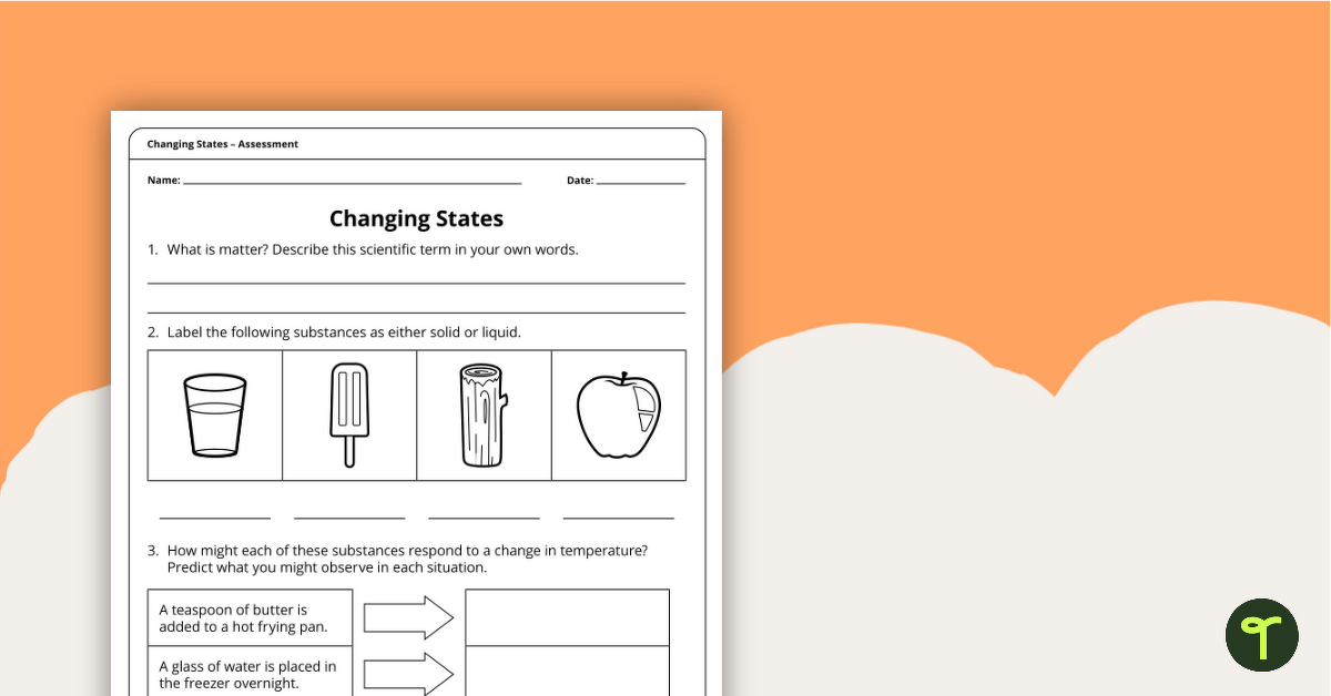 Changing States – Worksheet teaching resource