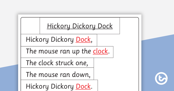 Hickory Dickory Dock - Poster and Cut-Out Pages teaching resource