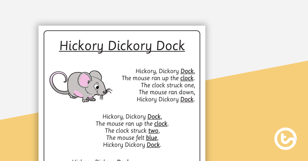 Preview image for Hickory Dickory Dock - Poster and Cut-Out Pages - teaching resource