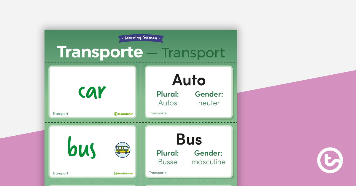 Transport – German Language Flaschcards teaching resource