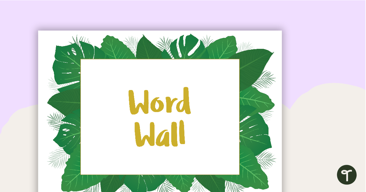 郁郁葱葱的叶子的预览图像白色 - 单词墙模板 - 教学资源