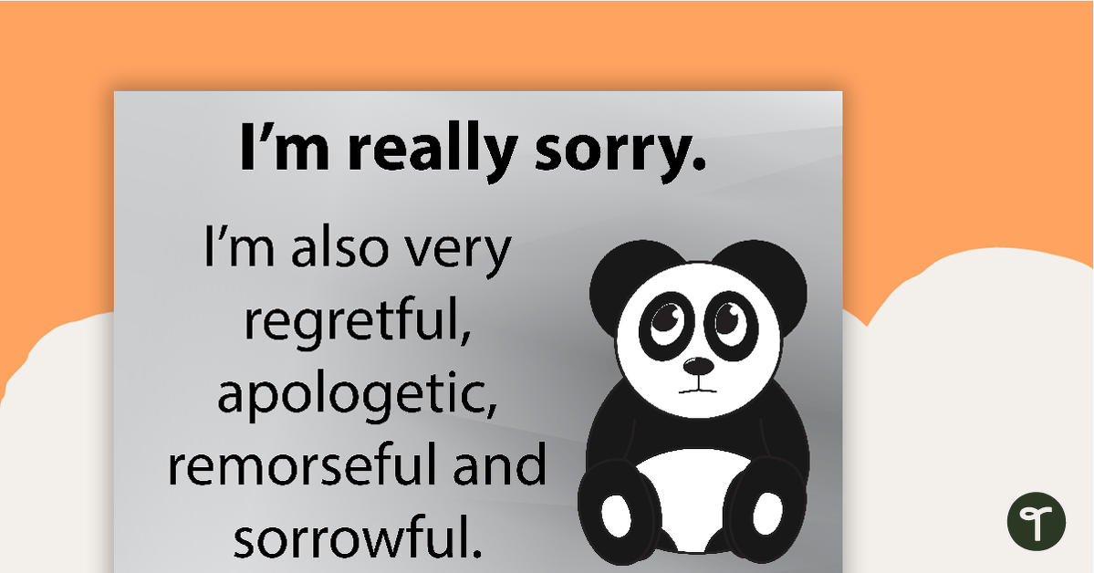 Emotional Vocabulary - Sorry Panda teaching resource