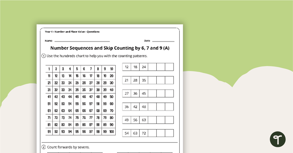 Number Worksheets - Number and Place Value - Year 4 teaching resource