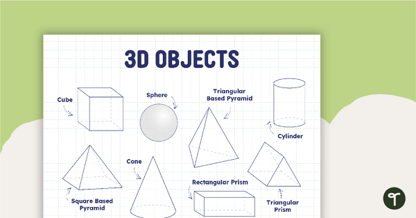 Preview image for 3D Objects Blue Print Poster - teaching resource