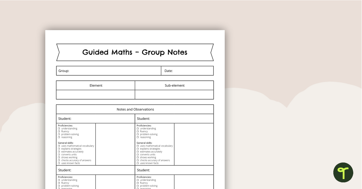 Guided Maths Groups – Group Notes Template teaching resource