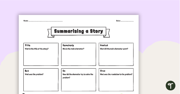 Summarising A Story Activity and Bookmark teaching resource