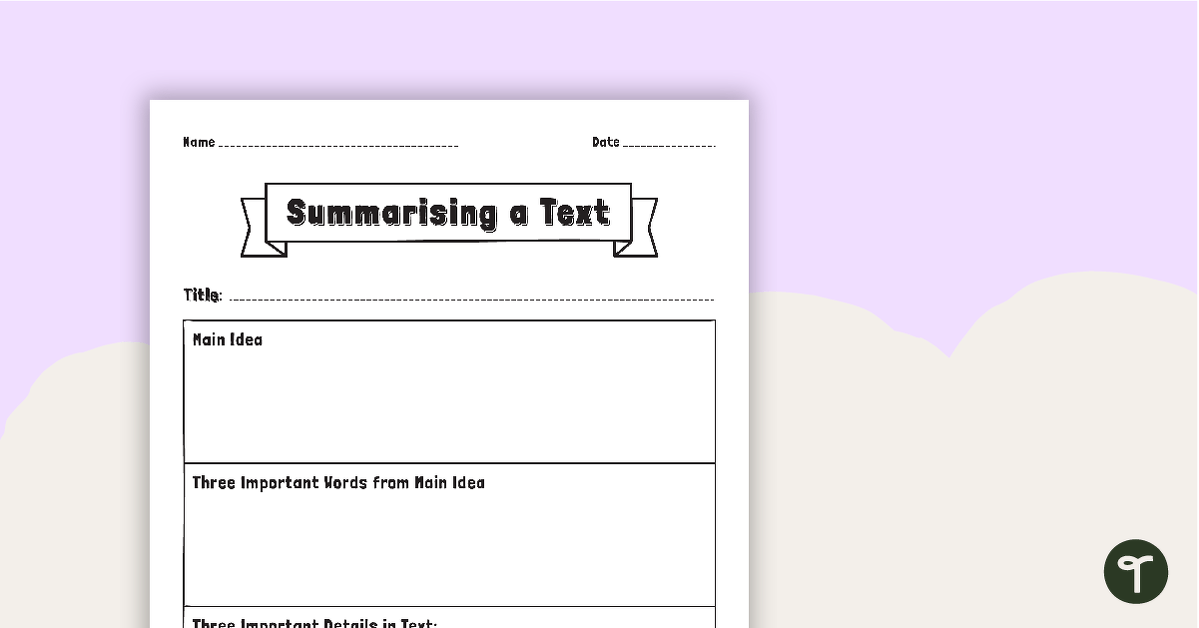 Summarising An Information Text Graphic Organiser teaching resource