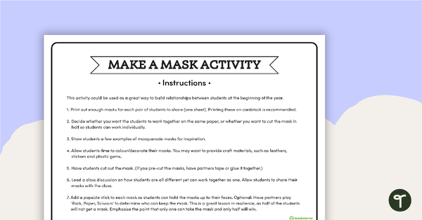 Go to Getting to Know You Activity - Make a Mask teaching resource