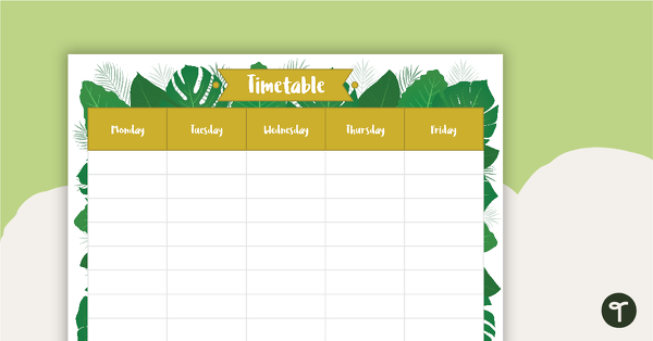 Go to Lush Leaves White - Weekly Timetable teaching resource