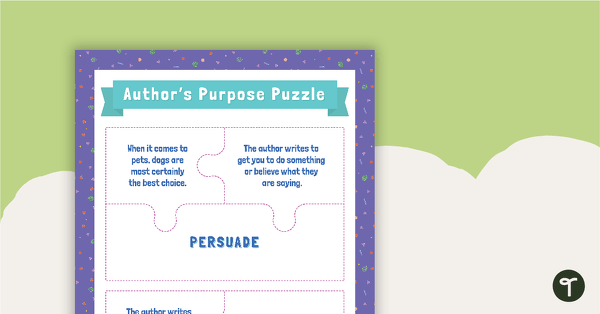 Author's Purpose - Puzzle Activity teaching resource