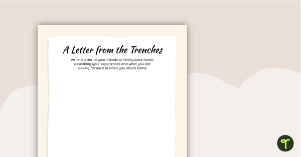 A Letter From The Trenches - Worksheet teaching resource