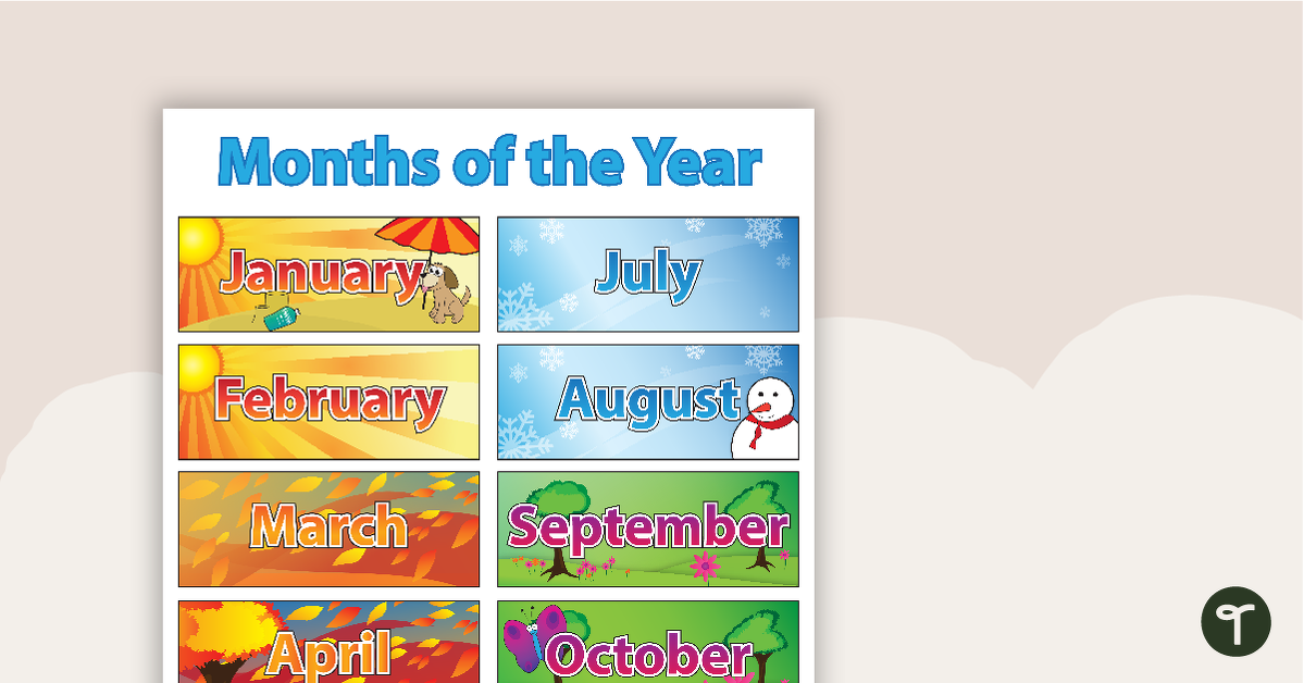 Months of the Year Poster - Southern Hemipshere teaching resource