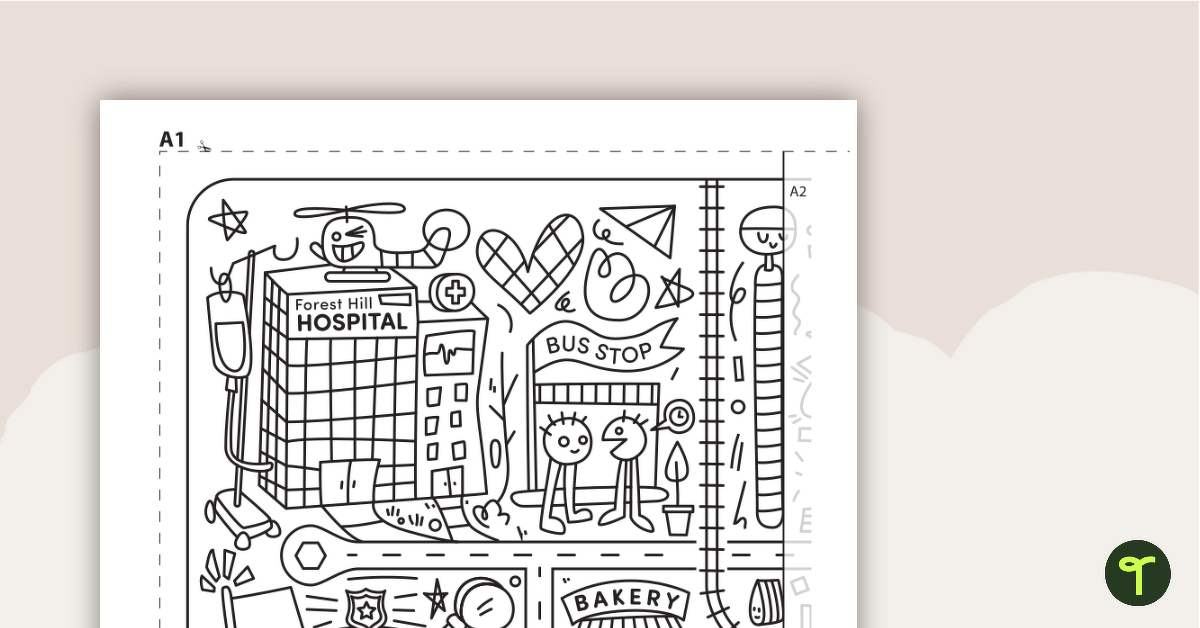 Giant Map for Colouring — Classroom Collaboration Activity teaching resource