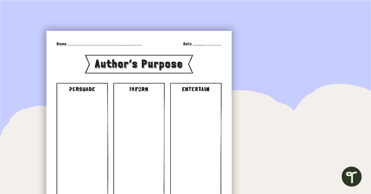 Author's Purpose - Sorting Worksheet teaching resource