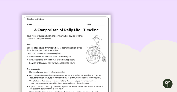 A Comparison of Daily Life - Assessment Task teaching resource