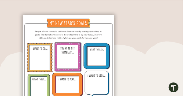 Preview image for New Year's Goals Worksheet - teaching resource