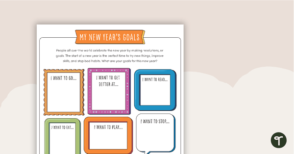 New Year'S Goals Worksheet | Teach Starter