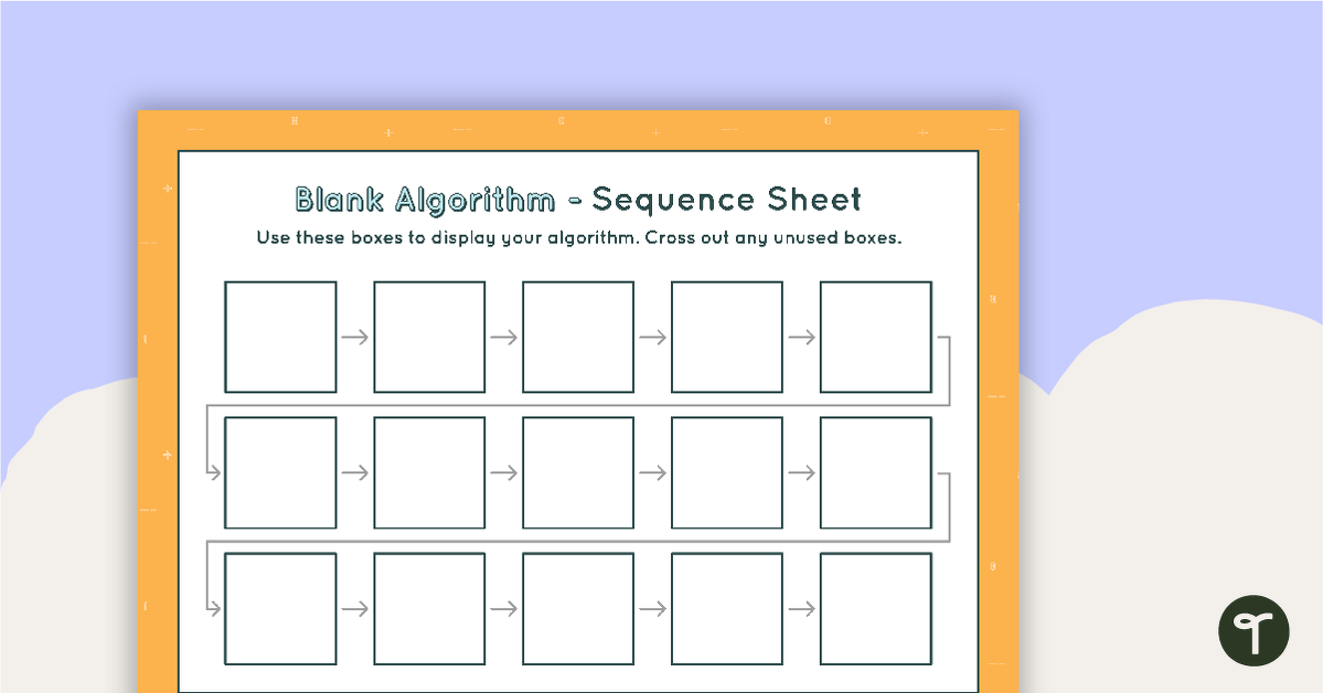 15-Step Algorithm Sequence Sheet - Lower Primary teaching resource