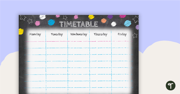 Funky Chalkboard - Weekly Timetable teaching resource