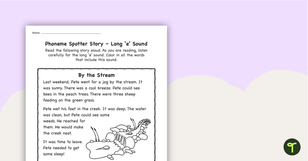 Go to Phoneme Spotter Story – Long 'e' Sound teaching resource