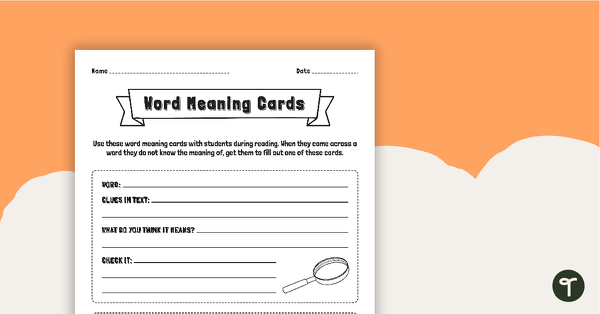 Preview image for Finding Word Meaning In Context - Word Meaning Cards - teaching resource