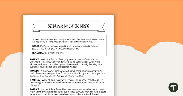 Go to Readers' Theatre Script - Solar Force Five teaching resource