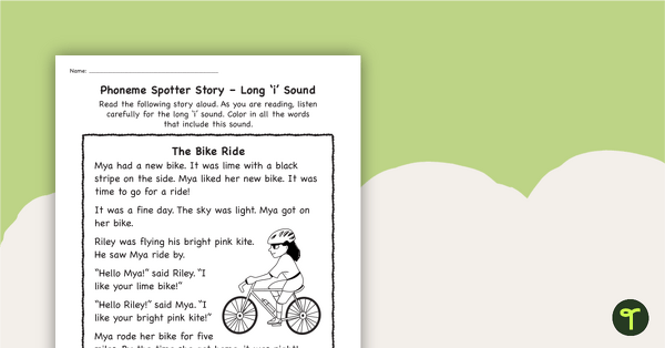 Go to Phoneme Spotter Story – Long 'i' Sound teaching resource
