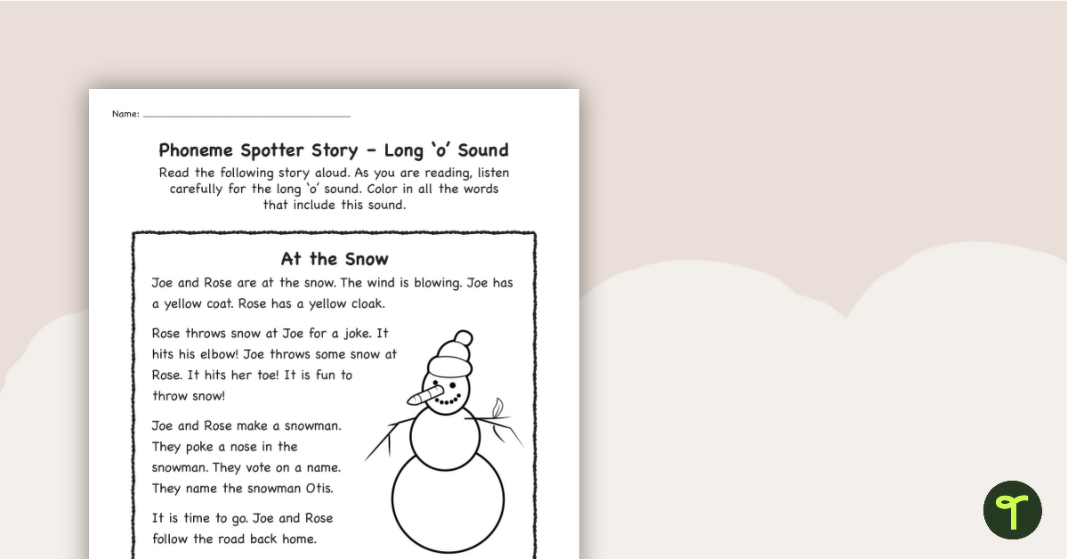 Phoneme Spotter Story – Long 'o' Sound teaching resource