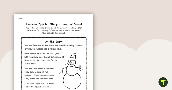 Go to Phoneme Spotter Story – Long 'o' Sound teaching resource