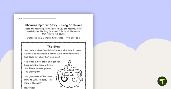 Preview image for Phoneme Spotter Story – Long 'u' Sound - teaching resource