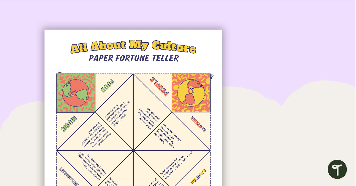 All About My Culture - Paper Fortune Teller teaching resource