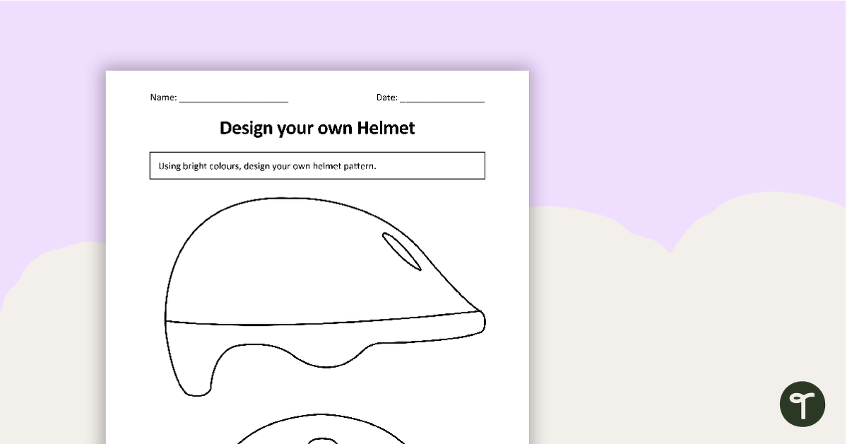 Design Your Own Helmet Worksheet teaching resource
