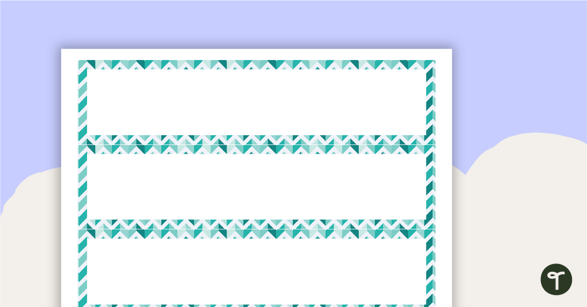 Teal Chevron - Tray Labels teaching resource