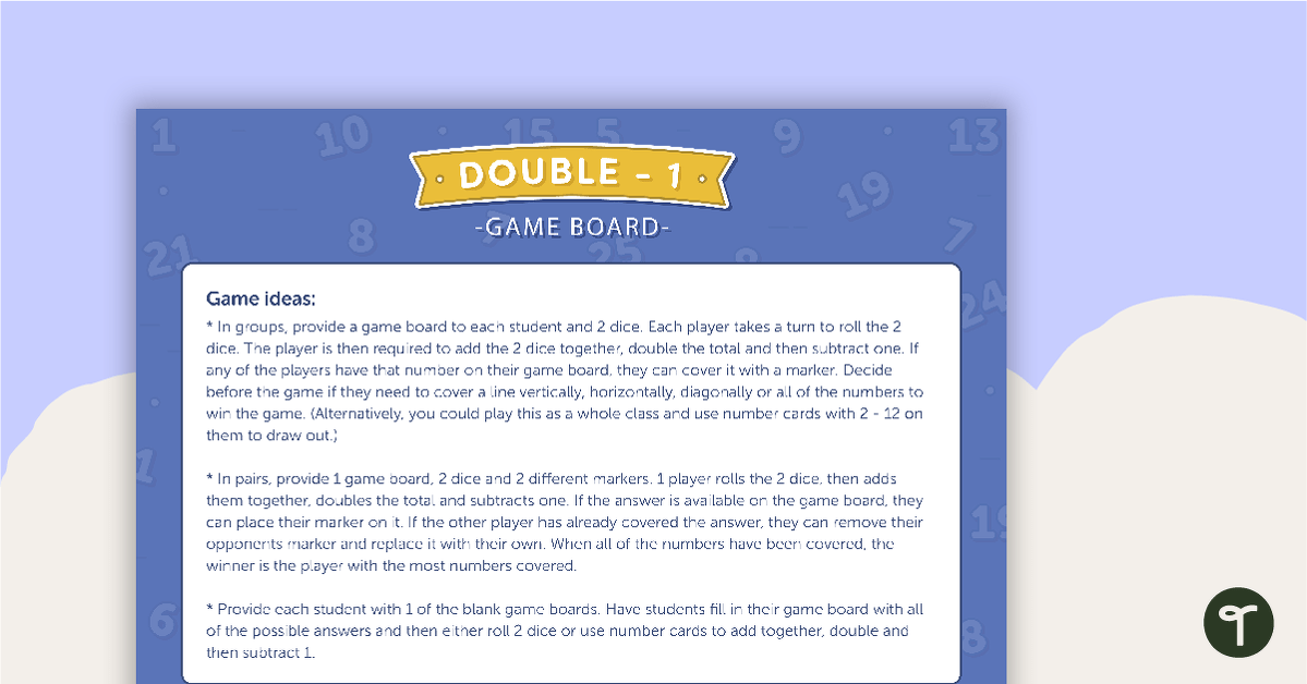 Preview image for Double Minus 1 - Game Boards - teaching resource