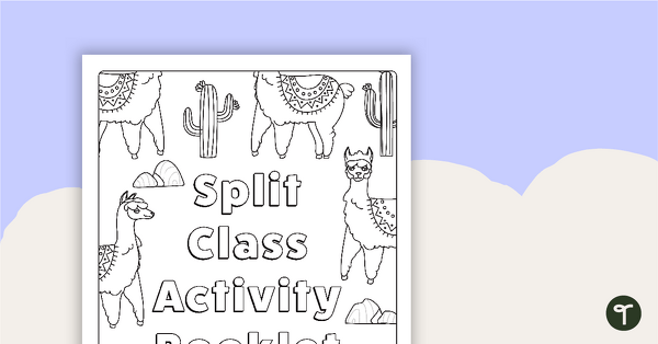 Split Class/Fast Finisher Booklet Front Cover - Llama Theme teaching resource