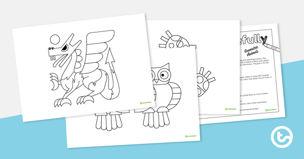 Preview image for Colour Me Carefully – Geometric Animals – Worksheets - teaching resource