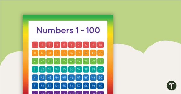 Go to Rainbow - Numbers 1 to 100 Chart teaching resource