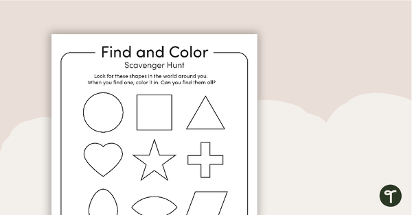 Find and Color – Shape Scavenger Hunt teaching resource
