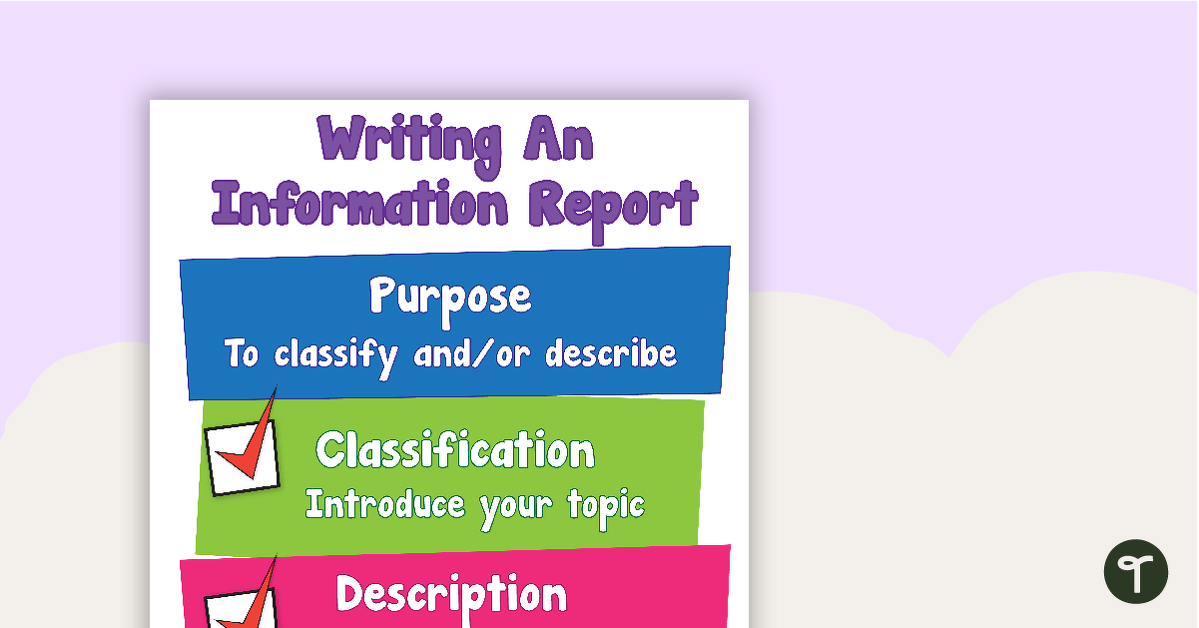Writing An Information Report Poster teaching resource