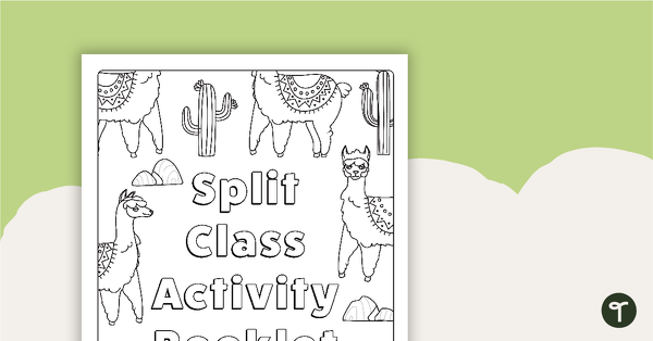 Split Class/Fast Finisher Booklet Front Cover - Llama Theme teaching resource
