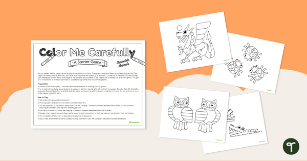 Colour Me Carefully – Geometric Animals – Worksheets teaching resource