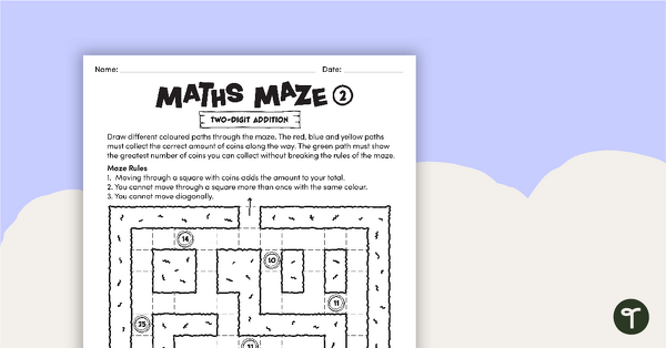 Maths Mazes (Two-digit Addition) teaching resource