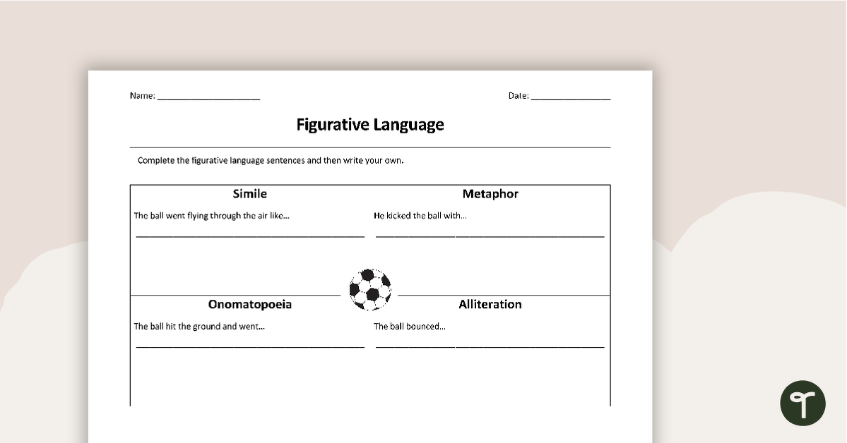 Figurative Language - Football Worksheet teaching resource