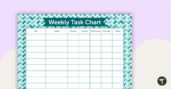 Teal Chevron - Weekly Task Chart teaching resource