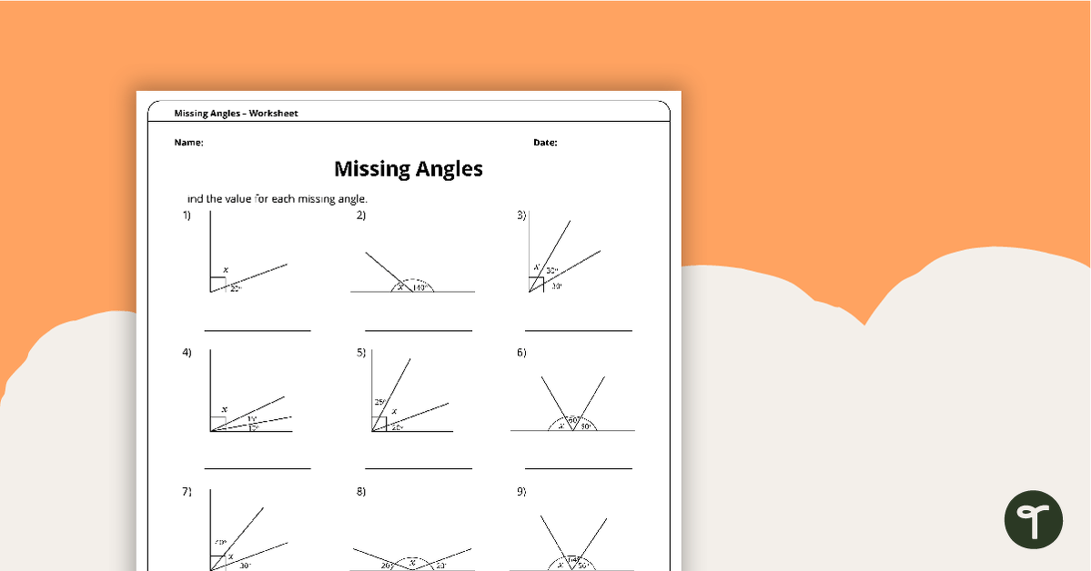 Missing Angles Worksheet teaching resource