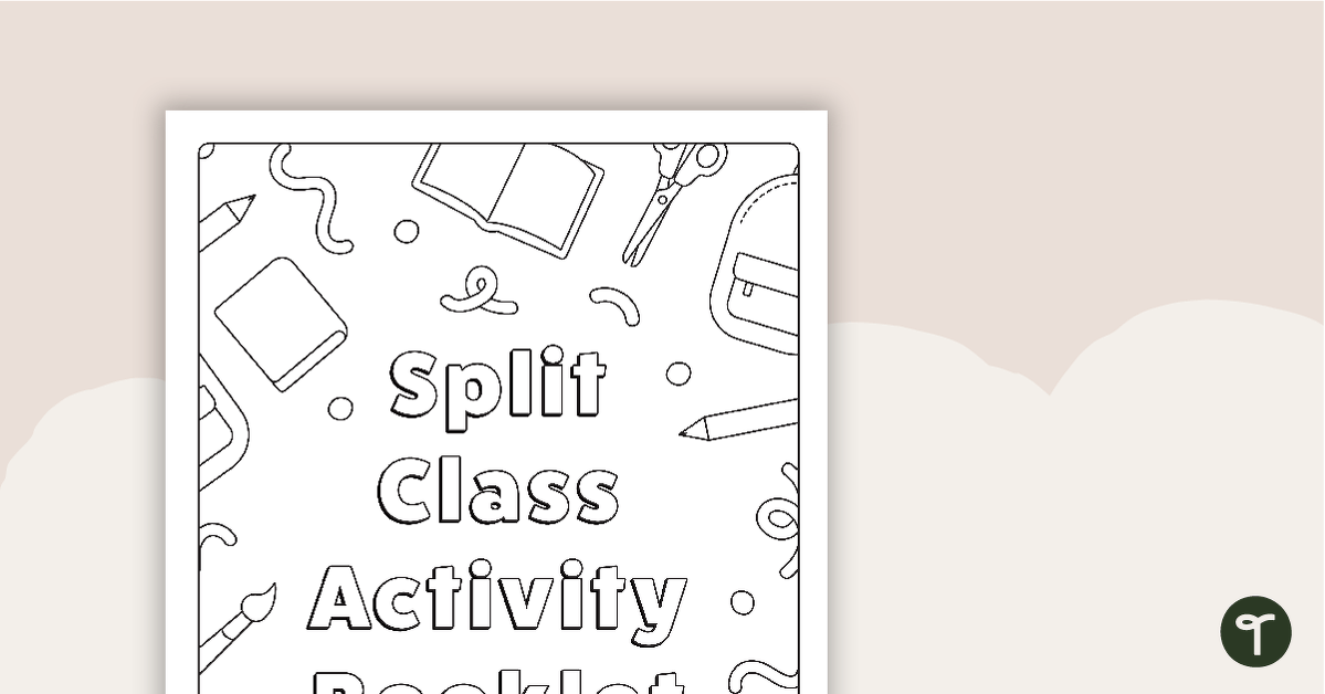 Split Class/Fast Finisher Booklet Front Cover - School Supplies Theme teaching resource