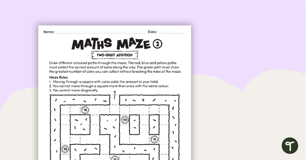 Maths Mazes (Two-digit Addition) teaching resource
