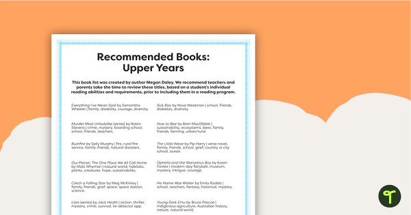 Preview image for Recommended Books: Upper Years - teaching resource